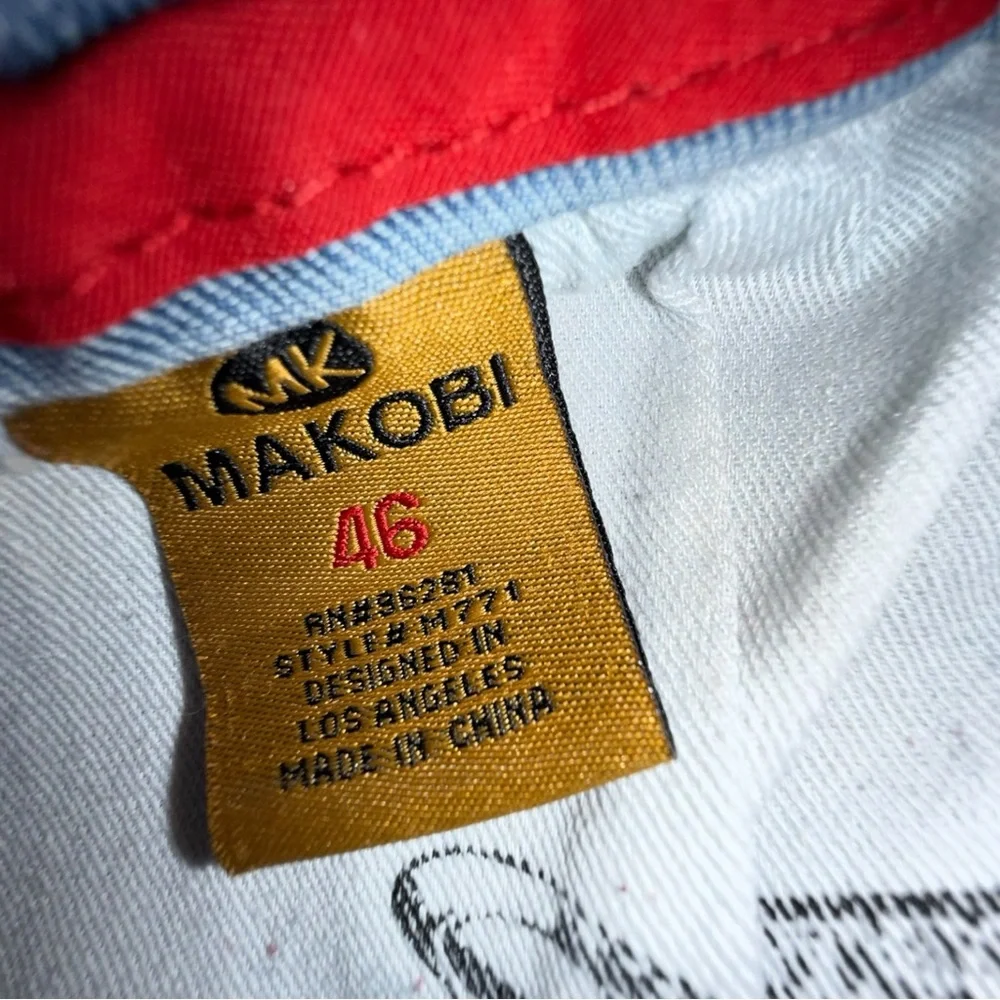 Makobi‎ Denim Shorts Mens 46 Distressed Light Wash Stretch Streetwear Jean